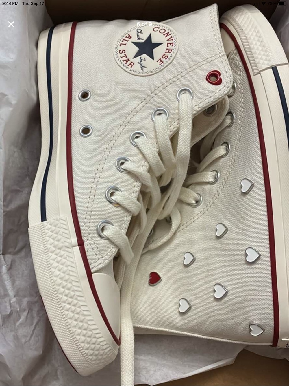 Converse Chuck Taylor All Star White Hearts High-Top Sneaker  size 6.5
